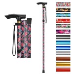 supregear Folding Cane, 5-Level Adjustable Height Walking Stick Lightweight Collapsible Portable Travel Cane with Wrist Strap and T Handle for Elderly Disabled Men Women, Scarlet Red