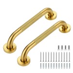 Grab Bars for Shower, 2 Pack 12-Inch Anti Slip Shower Handles for Elderly, Safety Shower Grab Bar, Stainless Steel Handicap Grab Bars for Bathroom,Toilet (Gold, 1 Diameter)