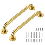 Grab Bars for Shower, 2 Pack 16-Inch Anti Slip Shower Handles for Elderly, Safety Shower Grab Bar, Stainless Steel Handicap Grab Bars for Bathroom,Toilet (Gold, 1 Diameter)