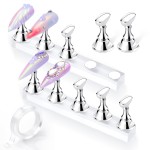 Makartt Press On Nail Stand: Silver Nail Stand for Nails Art Display Practice Nail Holder for Painting Nails Stand for False Nail Press On Designs Magnetic Fake Nail Holder with 1M Double-sided Tape