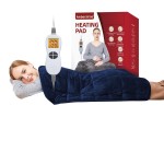 Ambershine 17\'\'x33\'\' Weighted Heating Pad, 5.2lbs with 12 Temperature Settings & 4 Auto-Off Timers, Pain Relief for Back/Neck/Shoulders/Abdomen/Legs, Christmas Gifts for Mom Dad Women Men(Dark Blue)