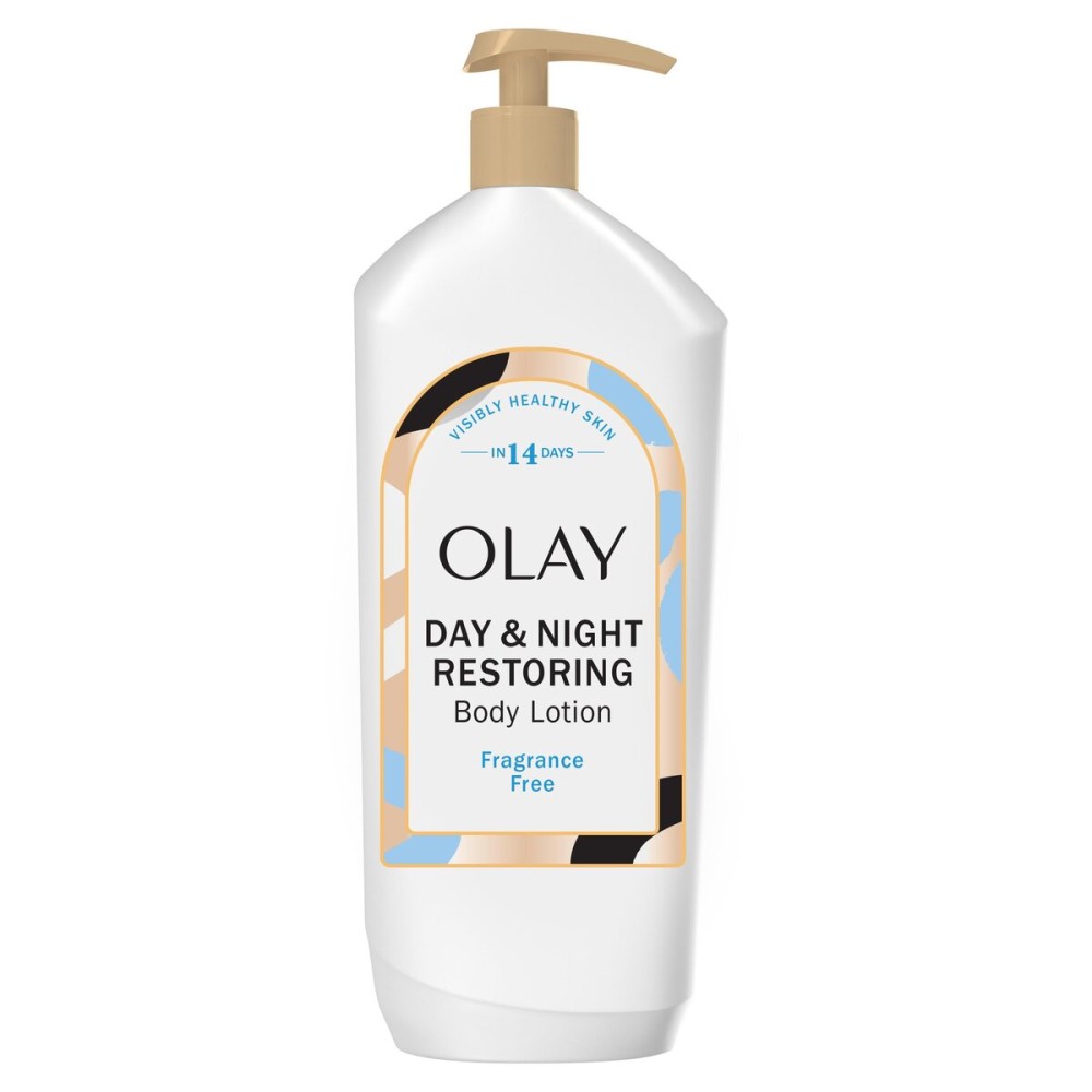 Olay Body Lotion for Women, Day & Night Restoring, 24hr Moisturizing & Deep Hydration, Absorbs Instantly, Penetrating Vitamin B3 Complex, For All Skin Types, Fragrance Free, 18 fl oz