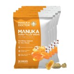Manuka Doctor Cough Drops, Manuka Middles, 30 Drops (Pack of 4) Throat Lozenges Infused with Raw Manuka Honey, Vitamin C & Ginger for Immune Support, Helps Soothe Sore Throat