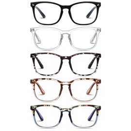 AIMISUV 5 Pack Reading Glasses for Women Men, Blue Light Blocking Computer Readers UV Glare(MulitColor2, 2.5x)