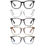 AIMISUV 5 Pack Reading Glasses for Women Men, Blue Light Blocking Computer Readers UV Glare(MulitColor2, 2.0x)