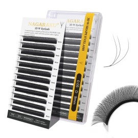 NAGARAKU W Shape Eyelash Extension 3D Volume Cluster Premade Fans Eye Lashes Faux Mink Matte Black Easy Fanning False Eyelashes (0.05mm D curl 9mm)