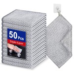 Wangjinpeng 50 PCS 3-Layer Non-Scratch Multipurpose Steel Wire Dishcloths - Reusable Quick-Dry Odor-Free Scrub Cloths for Dishes, Kitchen Cleaning Cloths for Cookware, Sinks, Stove Tops(7.87X7.87)