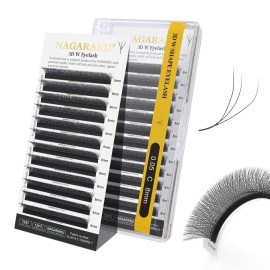 NAGARAKU W Shape Eyelash Extension 3D Volume Cluster Premade Fans Eye Lashes Faux Mink Matte Black Easy Fanning False Eyelashes (0.05mm C curl 8mm)
