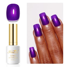 Imtiti Pearl Gel Nail Polish, 0.5 Fl Oz Dark Purple Glitter Gel Polish Shimmer Nail Gel Polish Sparkle Soak Off UV LED for Home DIY Nail Art Manicure Salon
