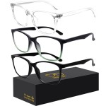 Oilway Blue-Light Blocking Glasses Computer Reading/Gaming/TV/Phones Glasses Fashion Anti Eyestrain UV Glasses for Women Men(E6 Black+Transparent+Gradient Green)