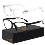Oilway Blue-Light Blocking Glasses Computer Reading/Gaming/TV/Phones Glasses Fashion Anti Eyestrain UV Glasses for Women Men(H3-Black+Transparent)