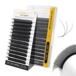 NAGARAKU W Shape Eyelash Extension 3D Volume Cluster Premade Fans Eye Lashes Faux Mink Matte Black Easy Fanning False Eyelashes (0.07mm DD curl 13mm)