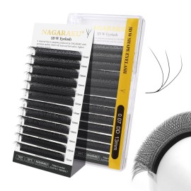NAGARAKU W Shape Eyelash Extension 3D Volume Cluster Premade Fans Eye Lashes Faux Mink Matte Black Easy Fanning False Eyelashes (0.07mm DD curl 13mm)