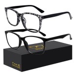 Oilway Blue-Light Blocking Glasses Computer Reading/Gaming/TV/Phones Glasses Fashion Anti Eyestrain UV Glasses for Women Men(H4-Black+heidian)