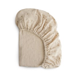 mushie Extra Soft Muslin Fitted Crib Sheet | 192 Thread Count | 28x 52 (Bees)