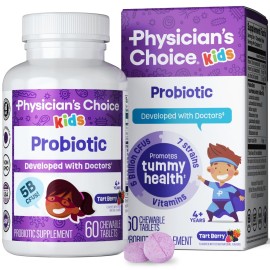 Physician\'s CHOICE Probiotics for Kids - 7 Diverse Strains, Organic Prebiotics, Vitamins & Minerals - Clinically Studied L. Rhamnosus - Immune & Digestive Support - No Sugar or Artificial Dyes - 60ct