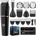 PRITECH Beard Trimmer for Men,6 in 1 Hair Clippers Kit, Precision Cordless Grooming Kit Waterproof IPX6 for Beard, Hair, Body, Nose, Ear, with Foil Razor (Black)