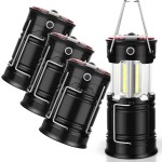 4 Pack Lantern Camping Essentials Lights, Led Flashlight for Power Outages, Tent Lights for Emergency, Survival Gear and Supplies for Hurricane, Rechargeable and Battery Powered Operated Lamp