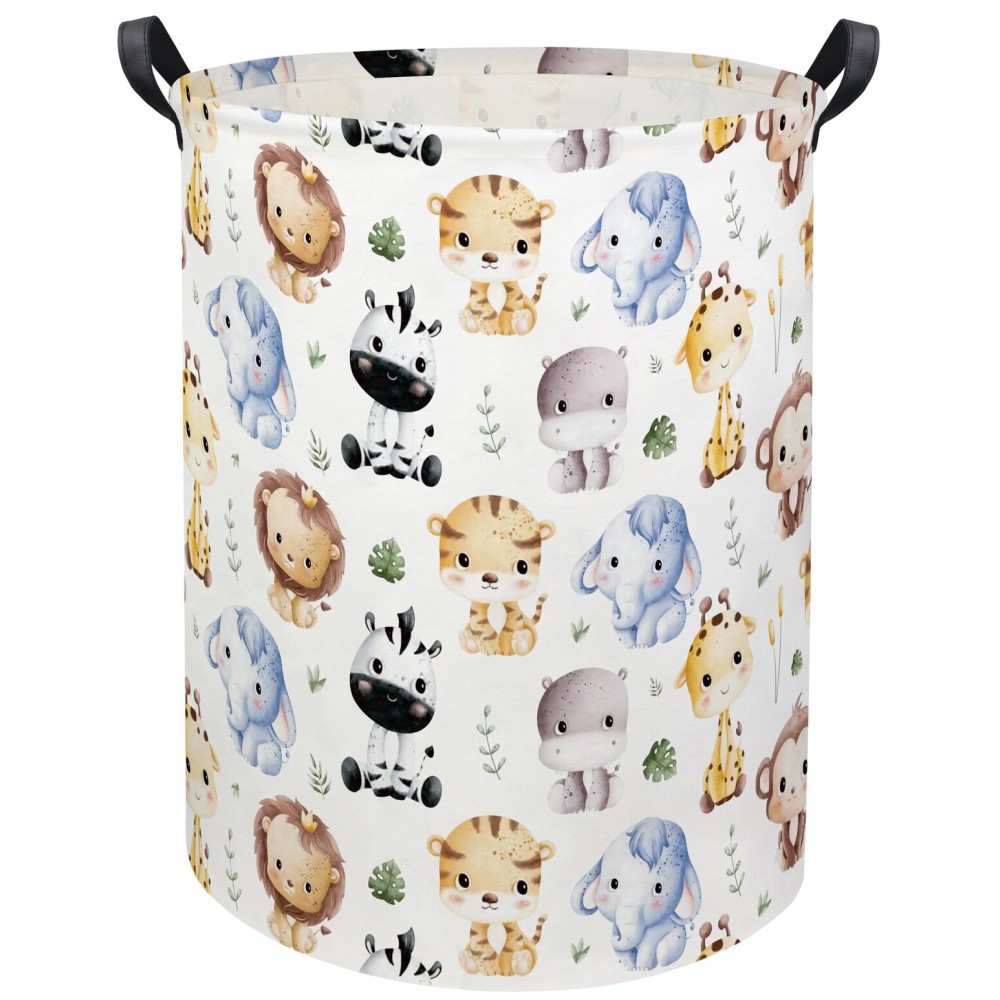 HIYAGON Woodland Baby Laundry Basket Animal Baby Hamper for Nursery Girl Kids Pink Hamper Cute Kids Toys Storage Bin Organizer Animal Room Decor for Home(Cute Animal)