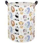 HIYAGON Woodland Baby Laundry Basket Animal Baby Hamper for Nursery Girl Kids Pink Hamper Cute Kids Toys Storage Bin Organizer Animal Room Decor for Home(Cute Animal)