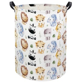 HIYAGON Woodland Baby Laundry Basket Animal Baby Hamper for Nursery Girl Kids Pink Hamper Cute Kids Toys Storage Bin Organizer Animal Room Decor for Home(Cute Animal)