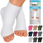 TechWare Pro Ankle Brace Compression Sleeve - Relieves Achilles Tendonitis, Joint Pain. Plantar Fasciitis Foot Sock with Arch Support Reduces Swelling & Heel Spur Pain. (White/White L/XL)
