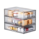 ZHIAI Stackable Storage Drawer, 3 Piece Acrylic Organiser for Cosmetics and Beauty Products, Suitable for Dressers, Bathrooms, Cabinets, Storage Rooms, Bedrooms and Home Organisers