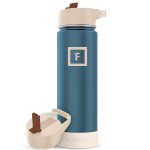 IRON FLASK Camping & Hiking Hydration Flask with Straw, Wide Mouth Insulated Stainless Steel Sports Water Bottle - 22 oz Desert Oasis