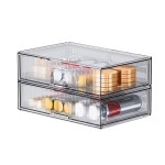 ZHIAI Stackable Storage Drawer, 2 Piece Acrylic Organiser for Cosmetics and Beauty Products, Suitable for Dressers, Bathrooms, Cabinets, Storage Rooms, Bedrooms and Home Organisers