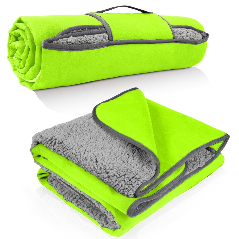 Tirrinia Bright Waterproof Outdoor Blanket with Sherpa Lining, Windproof & Warm Emergency Blanket for Camping, Stadium, Hiking, Picnic, Travel - High Visibility for Safety,59 x 80