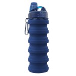 YCTMALL Collapsible Water Bottles Travel Sports Portable Sport Water Bottle comes with mountaineering Buckle 500ml silicone Water-proof camping water bottle (Dark Blue Color)