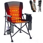 Homcosan Heated Camping Chair - Outdoor Folding Chair with 3 Heat Levels for Back & Seat - Portable Lawn Chair for Patio Outdoor (Grey-Regular)