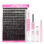 FADLASH Lash Extension Kit 100D Lash Clusters D Curl Lash Cluster Kit DIY Eyelash Extension Kit with Lash Bond and Seal Lash Applicator Tool 3D Effect fluffy Cluster Lashes(100D Kit, Mix 8-16mm)
