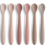 Silicone Baby Feeding Spoons, Training Spoon Self-feeding, First Stage Infant Soft-Tip Easy on Gums, Utensils Supplies, Dishwasher & Boil-proof, 6 Pack