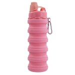 YCTMALL Collapsible Water Bottles Travel Sports Portable Sport Water Bottle comes with mountaineering Buckle 500ml silicone Water-proof camping water bottle (Pink Color)