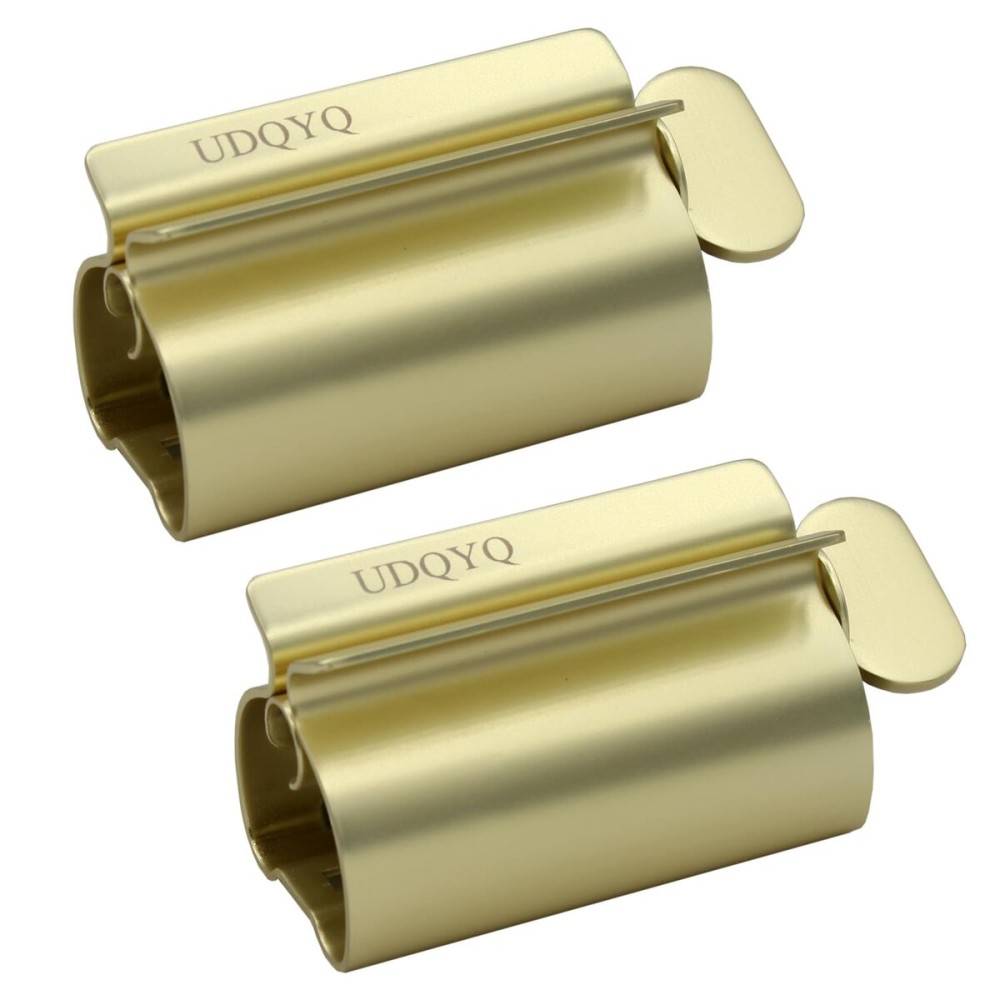 Toothpaste Squeezer - Metal Tube Squeezer Stainless Steel Tube Wringer UDQYQ Toothpaste seat Holder Stand (Matt Gold)