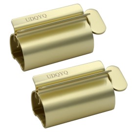 Toothpaste Squeezer - Metal Tube Squeezer Stainless Steel Tube Wringer UDQYQ Toothpaste seat Holder Stand (Matt Gold)