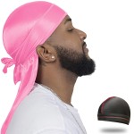 ForceWave Silky Durag for Men Wave Cap Satin Dorag for Men Women 360 Wave (Hot Pink)