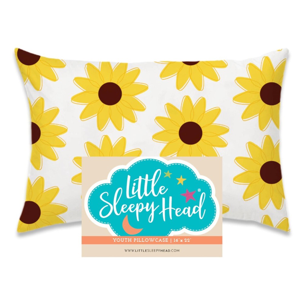 Little Sleepy Head Toddler Pillowcase, 100% Cotton & Hypoallergenic Pillow Case for Toddler Pillow, Snug Fit Envelope Pillowcase, 13x18 Pillowcase, Pilllow Sold Separately (Sunflowers)