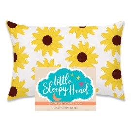 Little Sleepy Head Toddler Pillowcase, 100% Cotton & Hypoallergenic Pillow Case for Toddler Pillow, Snug Fit Envelope Pillowcase, 13x18 Pillowcase, Pilllow Sold Separately (Sunflowers)