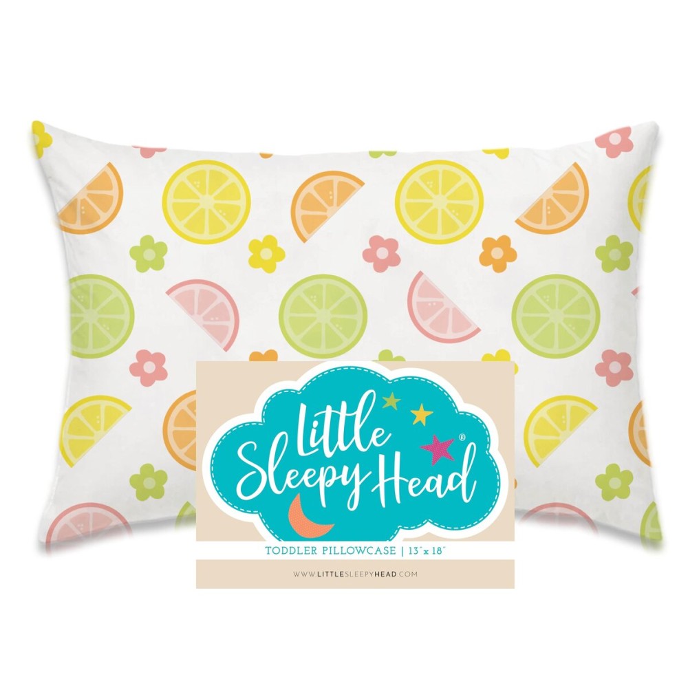 Little Sleepy Head Toddler Pillowcase, 100% Cotton & Hypoallergenic Pillow Case for Toddler Pillow, Snug Fit Envelope Pillowcase, 13x18 Pillowcase, Pilllow Sold Separately (Citrus Blossom)