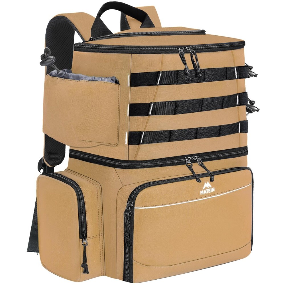 MATEIN Fishing Backpack, Water Resistant Fishing Tackle Box Bag with Rod Holders & Cooler, Gear Gifts for Men