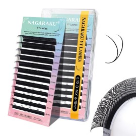 NAGARAKU YY Eyelash Extensions Supplies Y Lash 4D Easy Fan Russian Volume Crisscross YY Eyelashes Handwoven Y Shaped Mesh Wispy Clusters 12 Rows Pre Fanned Eye Lashes Black - 0.10D (8-15mm) Mix