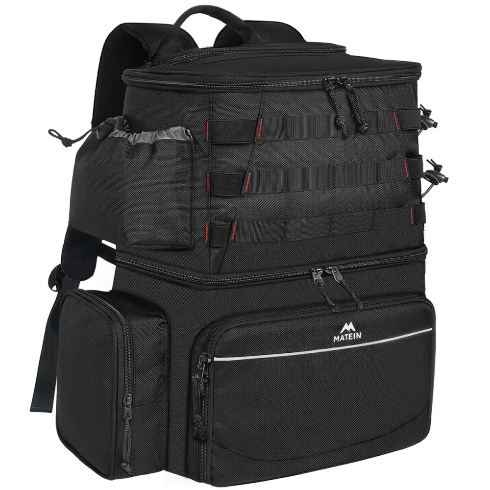 MATEIN Fishing Backpack, Water Resistant Fishing Tackle Box Bag with Rod Holders & Cooler, Gear Gifts for Men