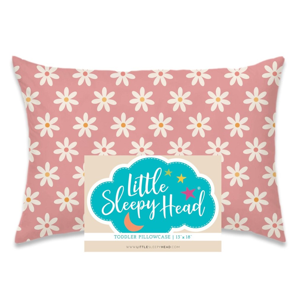 Little Sleepy Head Toddler Pillowcase, 100% Cotton & Hypoallergenic Pillow Case for Toddler Pillow, Snug Fit Envelope Pillowcase, 13x18 Pillowcase, Pilllow Sold Separately (Daisies)