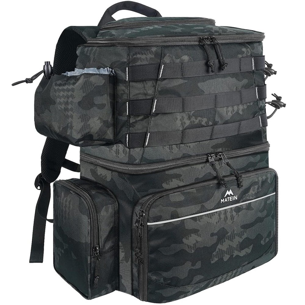 MATEIN Fishing Backpack, Water Resistant Fishing Tackle Box Bag with Rod Holders & Cooler, Gear Gifts for Men