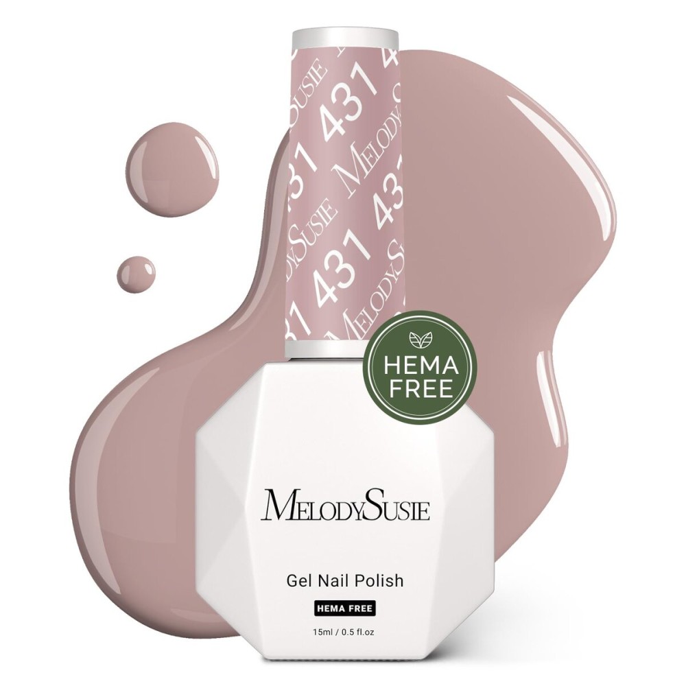 MelodySusie Hema Free Gel Nail Polish, 0.5 Fl Oz Thick Neutral Nude Gel Polish, Non Toxic, Long Lasting, Soak Off UV Nail Polish, Manicure Nail Design Salon DIY Nail Art at Home 431