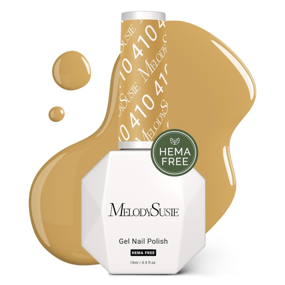 MelodySusie Hema Free Gel Nail Polish, 0.5 Fl Oz Thick Mustard Yellow Gel Polish, Non Toxic, Long Lasting, Soak Off UV Nail Polish, Manicure Nail Design Salon DIY Nail Art at Home 410