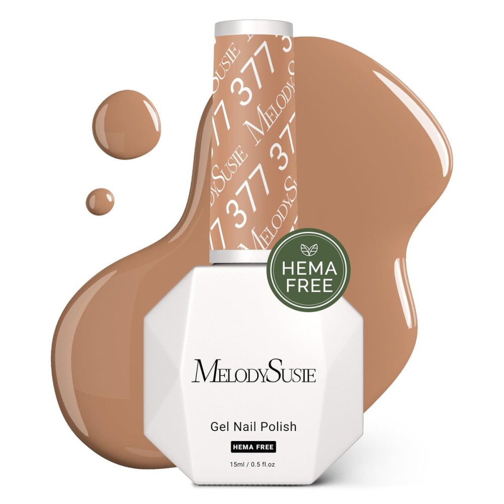 MelodySusie Hema Free Gel Nail Polish, 0.5 Fl Oz Thick Beige Brown Gel Polish, Non Toxic, Long Lasting, Soak Off UV Nail Polish, Manicure Nail Design Salon DIY Nail Art at Home 377