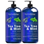 New York Biology Tea Tree Mint Body Wash for Men and Women - Moisturizing Body Wash Helps Soothe the Skin - Refreshing and Hydrating Cleanser for Body and Feet - 16.9 Fl Oz (Pack of 2)